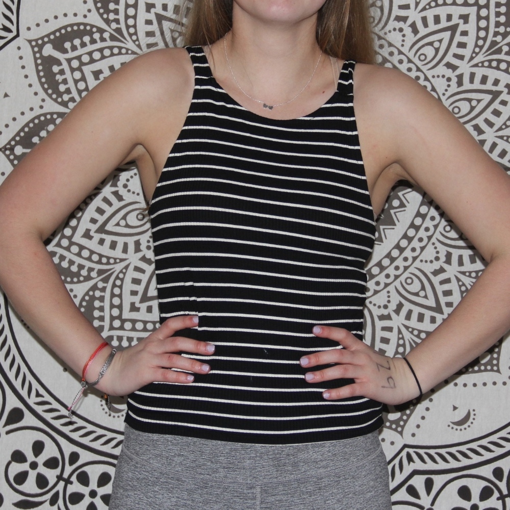 black and white tank top